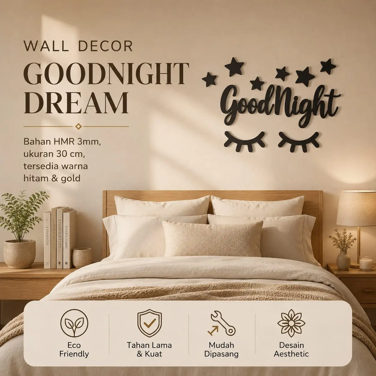 Dekorasi Kamar Good Night & Eyelash - Hiasan Aesthetic