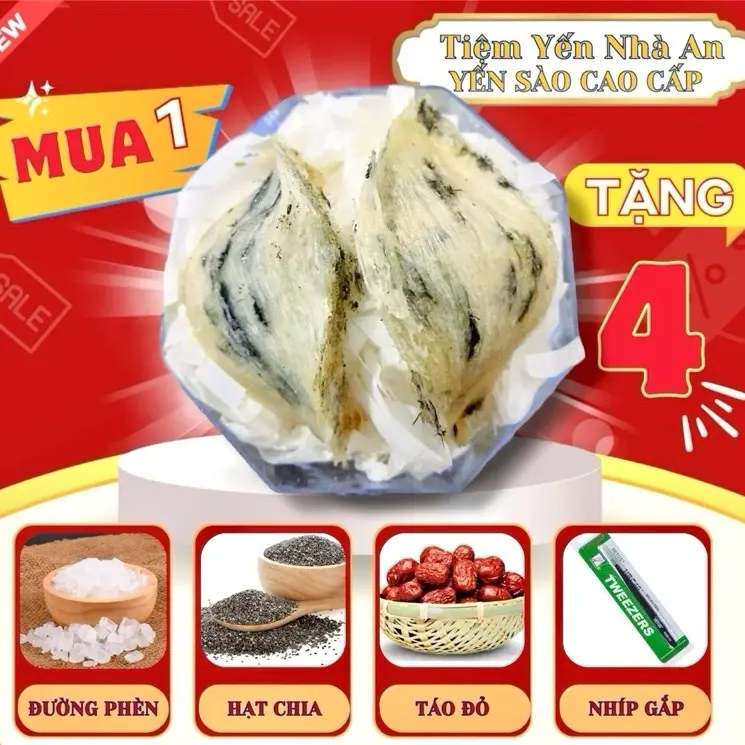 2 TAI YẾN THÔ DÙNG THỬ SIÊU SỢI SIÊU NỞ VÀ THƠM TANH - TẶNG KÈM TÁO ĐỎ HẠT CHIA VÀ NHÍP GẮP ( TIỆM YẾN NHÀ AN )
