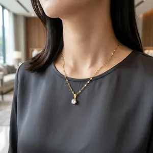 Kalung Daksina Liontin Mata Putih Gaya Minimalis Lucu Aksesoris Cewek Casual Look Bahan Titanium Kirana Glowry