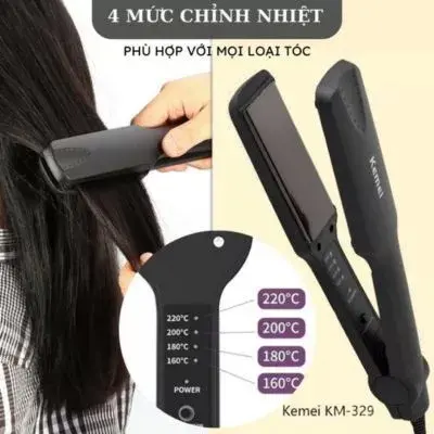 Máy uốn tóc KEMEI 329 , máy duỗi tóc mini có 4 mức nhiệt để tạo kiểu, duỗi thẳng, uốn xoăn và uốn tóc. Làm thẳng ion âm