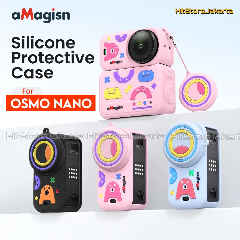 aMagisn Drip Coated Silicone Case for DJI Osmo Nano Colorful Silicone Cover With Lanyard and Lens Cover