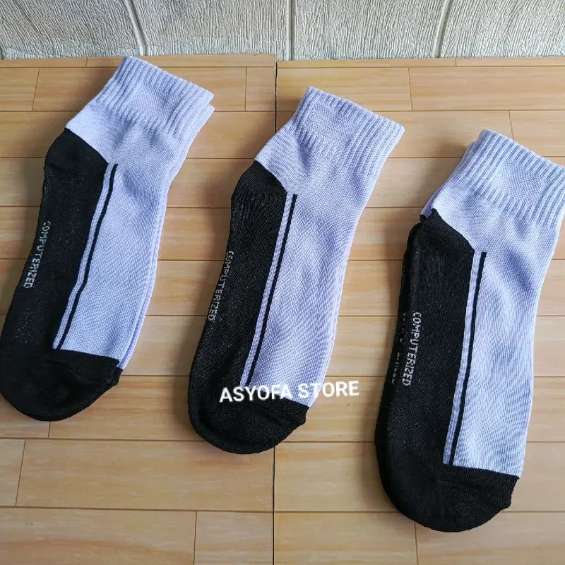 ISI 6 PASANG KAOS KAKI PUTIH TELAPAK HITAM POLOS UKURAN ANAK SD/KAOS KAKI PENDEK COWOK DAN CEWEK UNTUK ANAK SD/KAOS KAKI ANAK SD UKURAN DI ATAS MATA KAKI Fashion 6