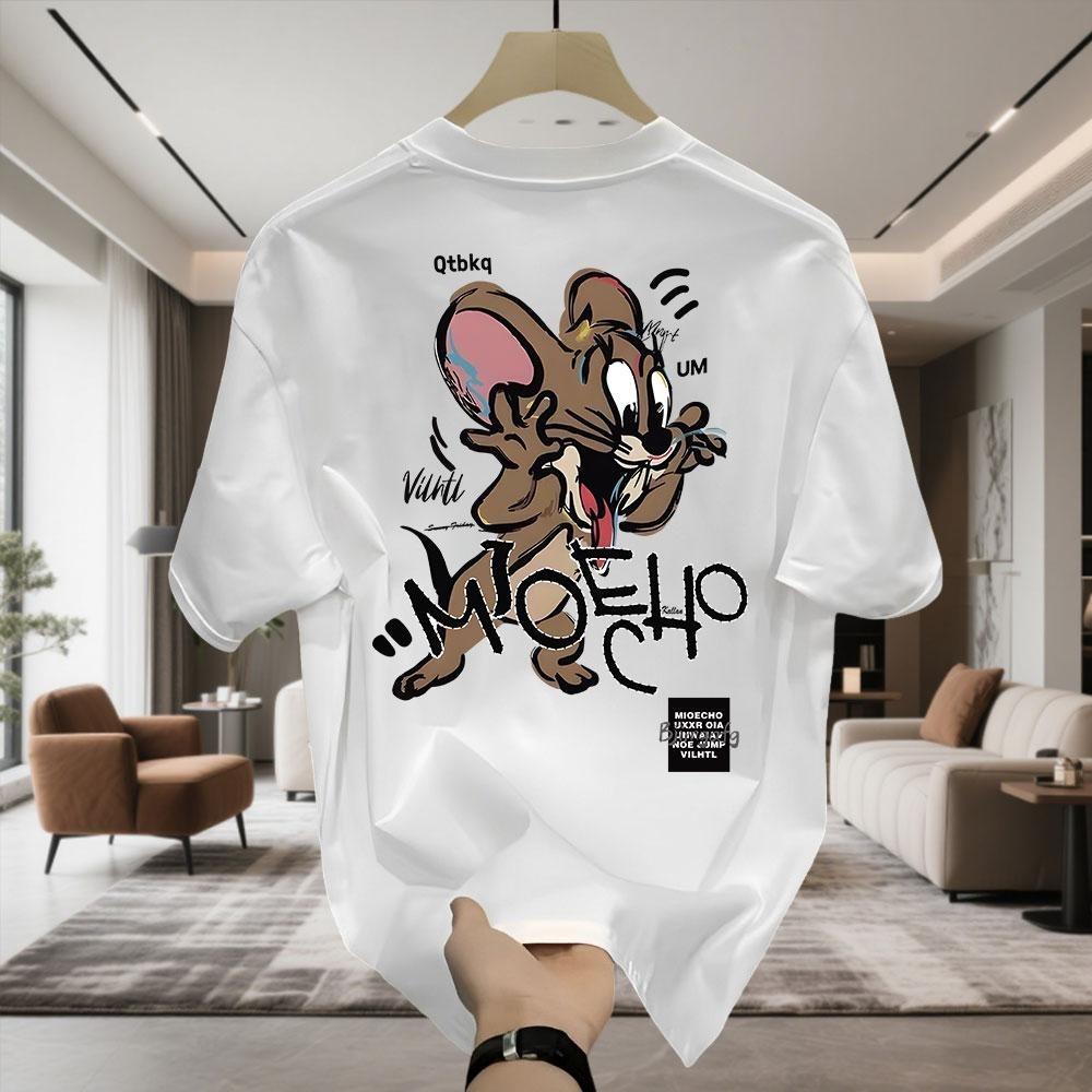 Kaos Oblong Lengan Pendek Motif Tikus Lucu 100% Katun Ukuran Besar Unisex