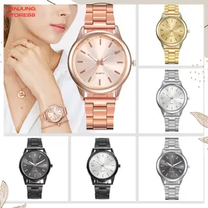TJ Jam Tangan Wanita Pria Analog Quartz Casual Fashion Strap Rantai Stainless Steel Couple JF086 Souvenir