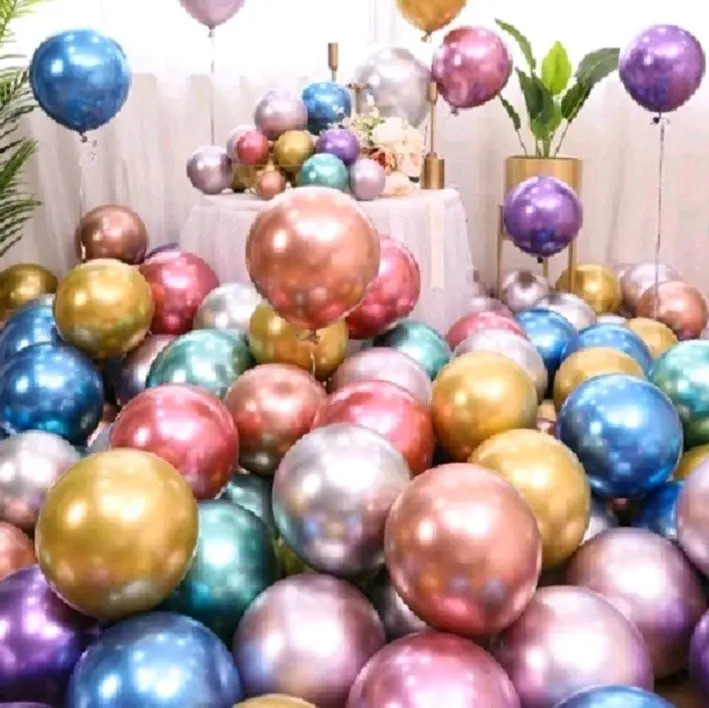 Balon Latex Chrome Ukuran 12 Inch Double Metalik Isi 10 Pcs Merek Ternama