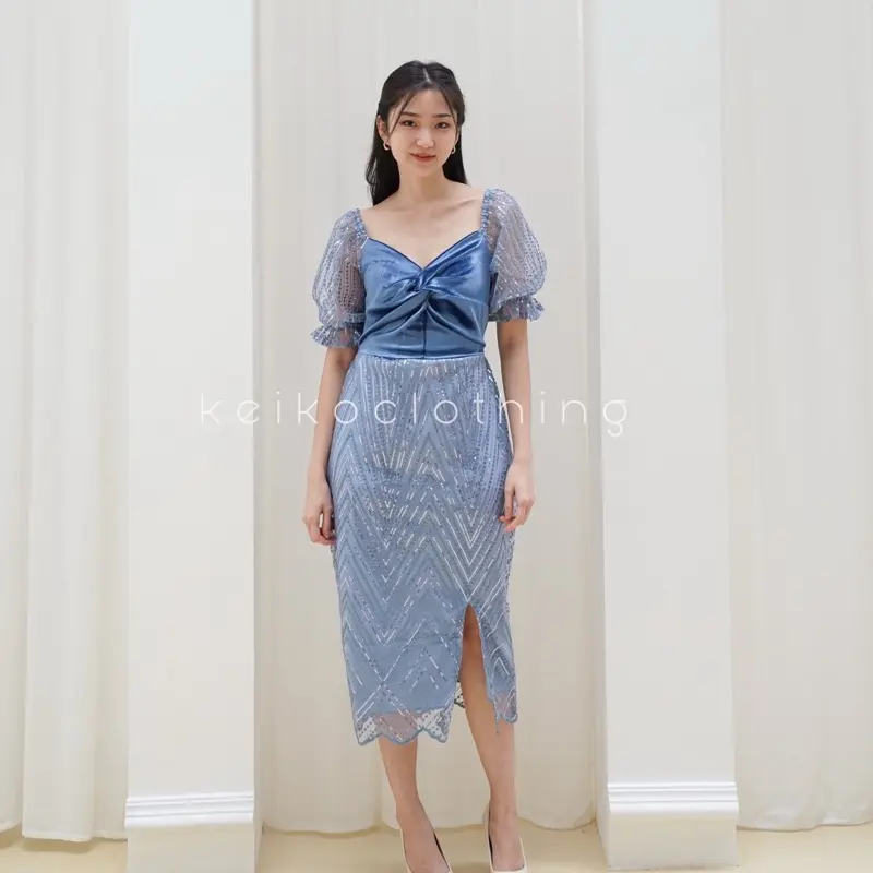 KC - Kayla Dress (ada big size) - Gaun wanita Velvet brokat pesta kecil jalan santai simple elegan kondangan