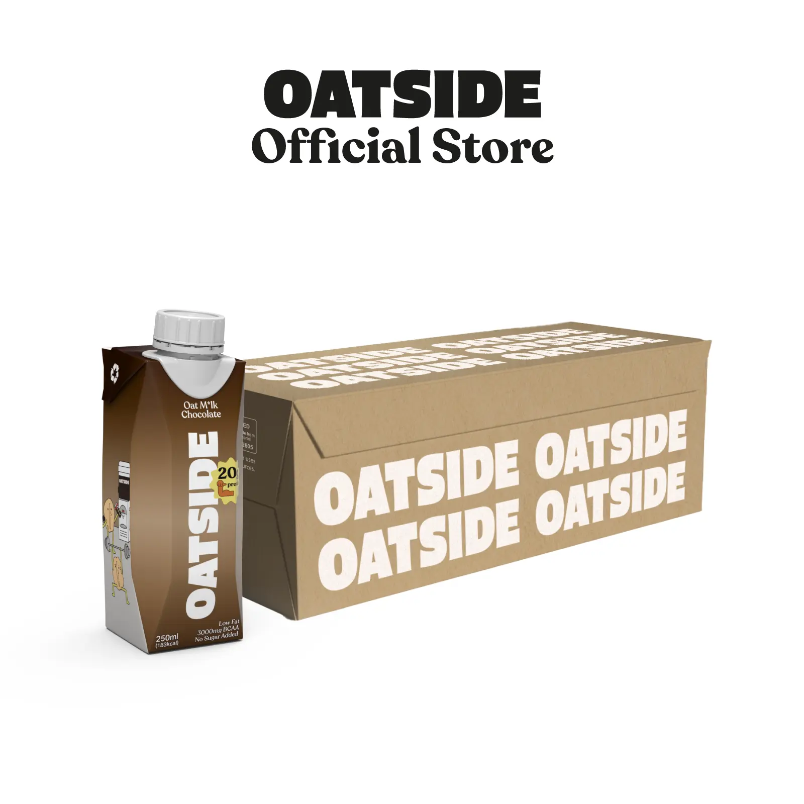 OATSIDE Chocolate Protein Oat Milk Drink 250ml x 24- 20g Protein Drink, 3000mg BCAA, Dairy Free (Exp: Dec 2025)
