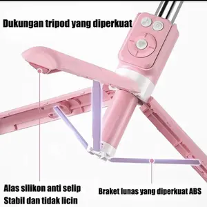 Tech 165CM Selfie Stick Tripod Tongsis Dengan Monopod Dengan Wireless Remote Control Bluetooth 7 Tombol Tongkat Selfie Portable Lampu Jarak Jauh Bluetooth Untuk Vlogging Aluminium Merah Telepon Panjang Hitam