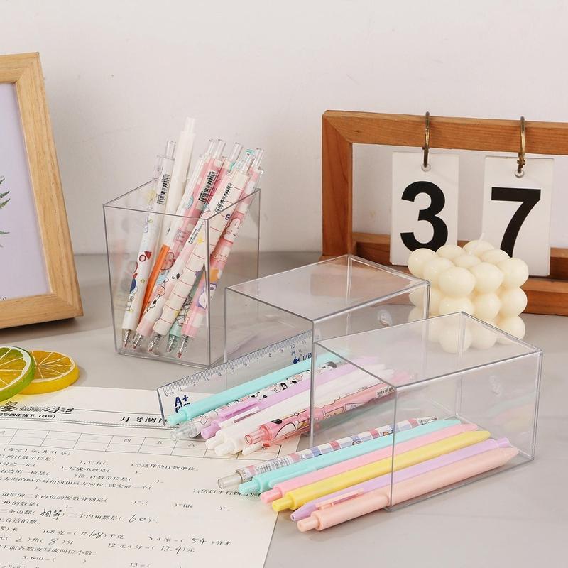 Hộp Đựng Bút, Acrylic Trong Suốt, Dung Tích Lớn, Hộp Đựng Đồ Thị Giác Thích Hợp Cho Văn Phòng Phẩm Học Sinh, Lưu Trữ Để Bàn 2