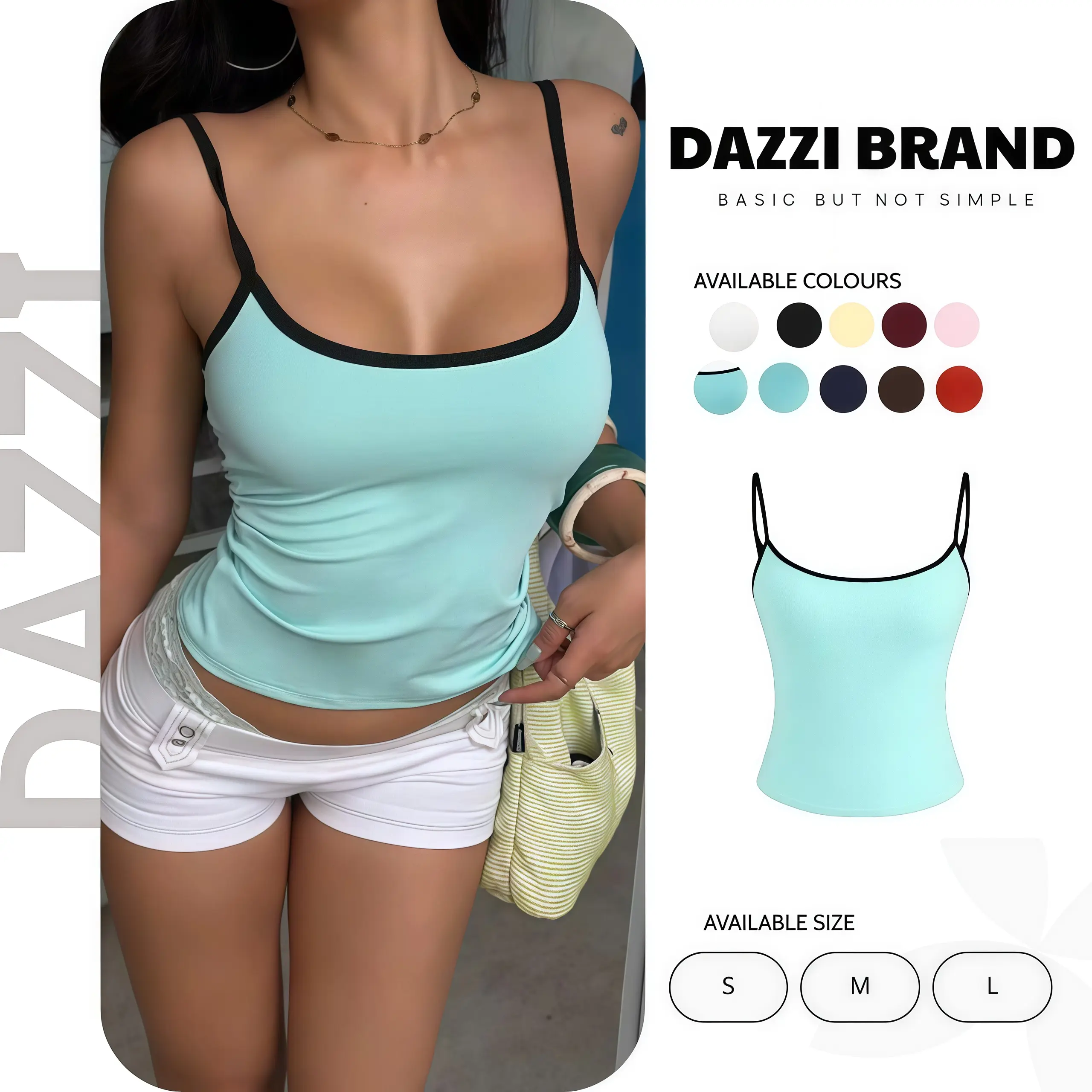 [KÈM MÚT/KO MÚT] Áo 2 dây nữ basic ôm dáng,áo hai dây chất thun cotton mịn tôn dáng DAZZI Women A057 | BigBuy360 - bigbuy360.vn