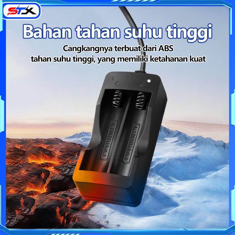 STX Pengisi Daya Baterai 18650 Litium Aman Dan Efisien, Pengisi Daya Otomatis Berhenti Saat Penuh Dilengkapi Dengan Colokan, Pengisi Daya Pengisian Cepat Baterai 18650 Charger Kabel Lampu Stop Battery Mic Warna Selempang Ht Talkie