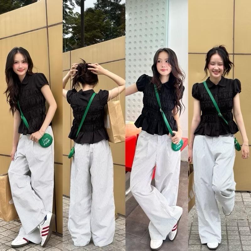 ÁO CỔ SEN- Áo Sơ Mi Kiểu Nữ Cổ Sen Bo Nhún Dáng Basic Đi Học Đi Làm đi chơi 50-90kgg