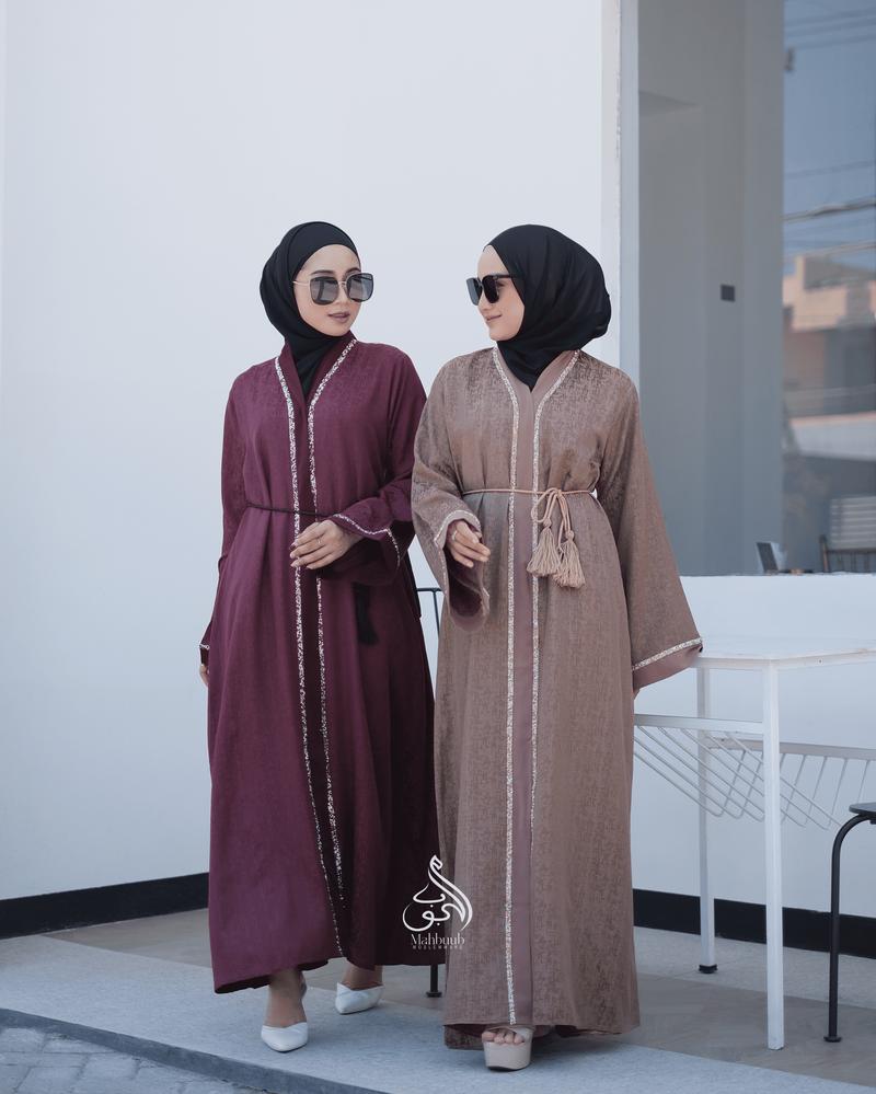 Product Introduction of Syamila Abaya Outer Turkey Bahan Jaguard Premium Kombinasi Renda Dress Arab Saudi Mahbuub Collection 977 11