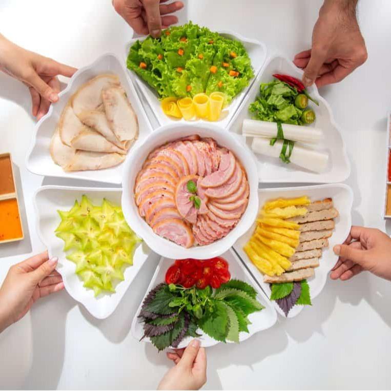  SET 2 Bộ Bát Đĩa Hoa Mặt Trời Nhựa 7 Chi Tiết Giá Rẻ-Set Bát Đĩa Nhựa Bày Cỗ Đẹp 6 Đĩa 1 Bát Tô 