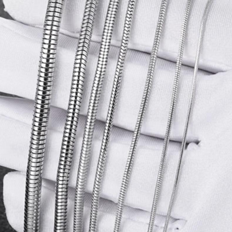 Kalung Titanium Polosan Pipih Dan Bulat Wanita Laki Laki 5