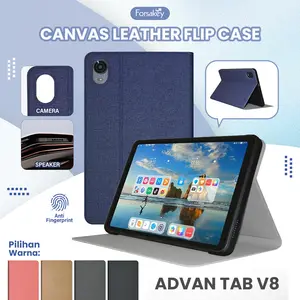 Case untuk Tablet Advan Tab V8 8.4 inch MTK G99 Slim Canvas Soft Flip Case Casing Book Cover Sarung Kesing Flipcase Flipcover Bookcover Android ( FRS )