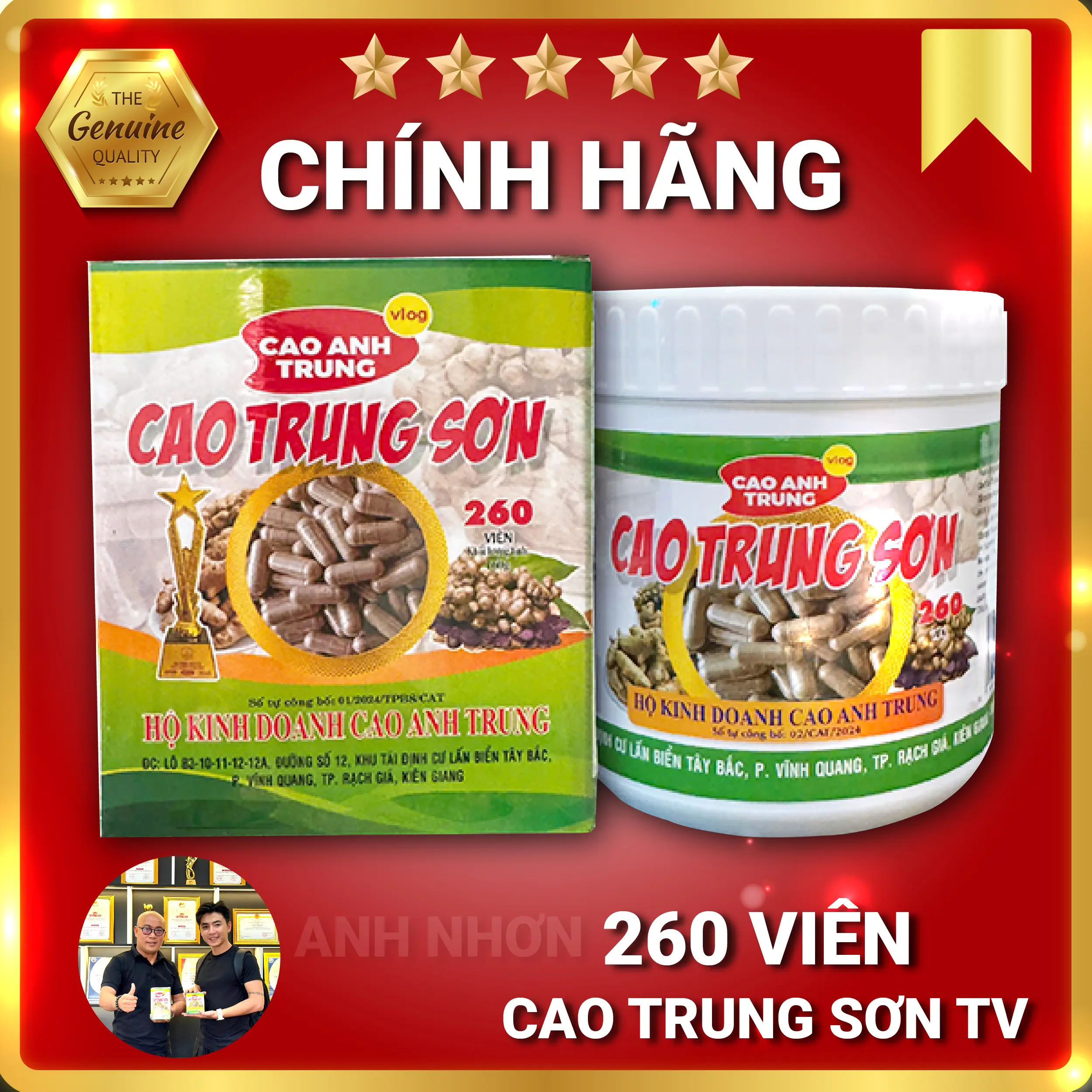 Hũ 260 viên uống Cao Trung Sơn (Bột ngải đen +Bột ngải chống độc)