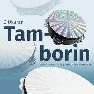Tamborin 6 / 8 / 10 Inch Hologram Double Kecrekan Tambourine Tamborine