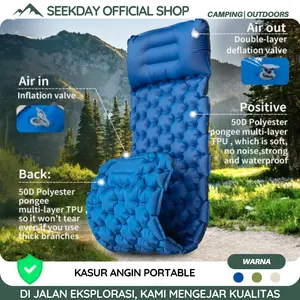 Seekady Kasur Angin Portable Kasur Tiup Camping Kasur Tidur Angin Sleeping Pad Pemasangan tiup cepat, kasur bisa disambung