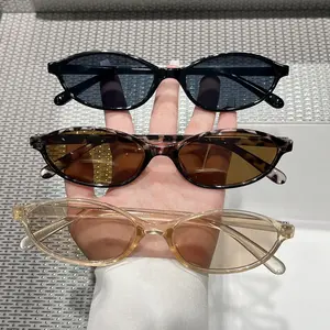 KG Kacamata Hitam Fashion Model Oval Retro Korean Look Sunglasses Vintage Fashion untuk Wanita dan pria H047