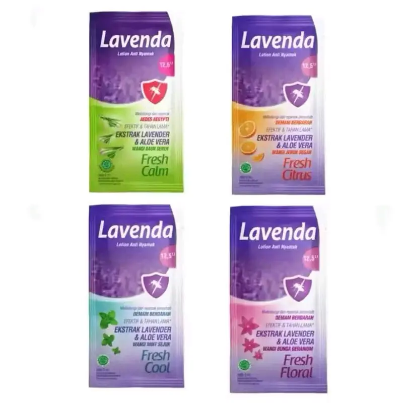 LAVENDA Lotion Anti Nyamuk 8 ML Tahan Lama Lavender Aloe Vera Fresh Citrus Calm Floral Cool Sereh Pencegah Demam Berdarah  Extract