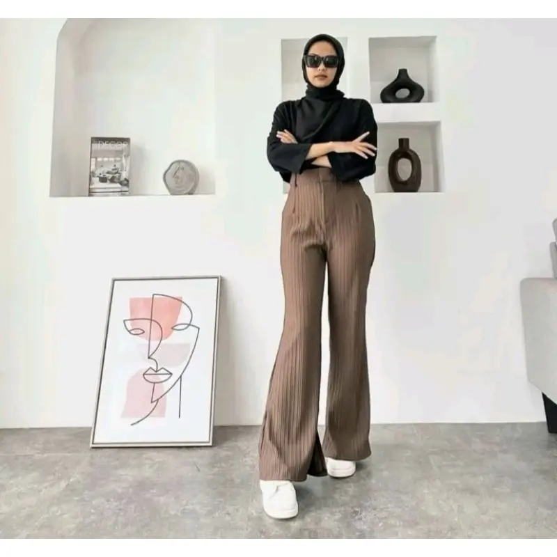 CELANA CUTBRAY KNIT WANITA  Kulot Higwaist Knit Cutbray Wanita Premium 1