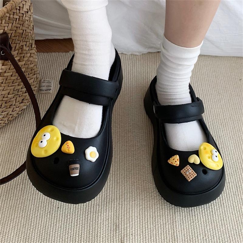 Komin Sendal Mary jane Sendal Wedges Sandal Baim Wanita DIY Terbaru Slip On Import Sendal Medis Anti Air Sandal Platform Anti Slip 3