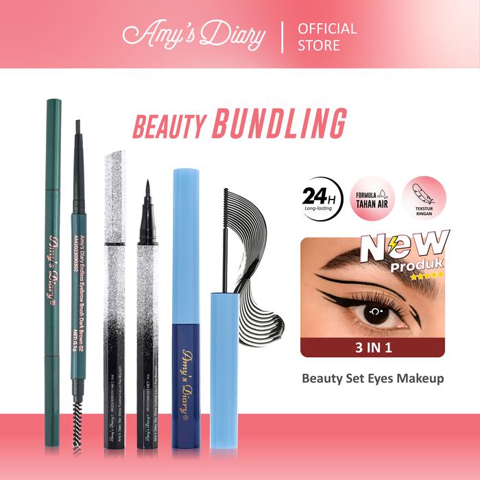 Gambar [BUNDLING] 3PCS Eye Set Makeup Eyebrow 2 in 1 Maskara Eyeliner Pen Super Waterproof dari Amy's Diary Kab. Tangerang Tokopedia