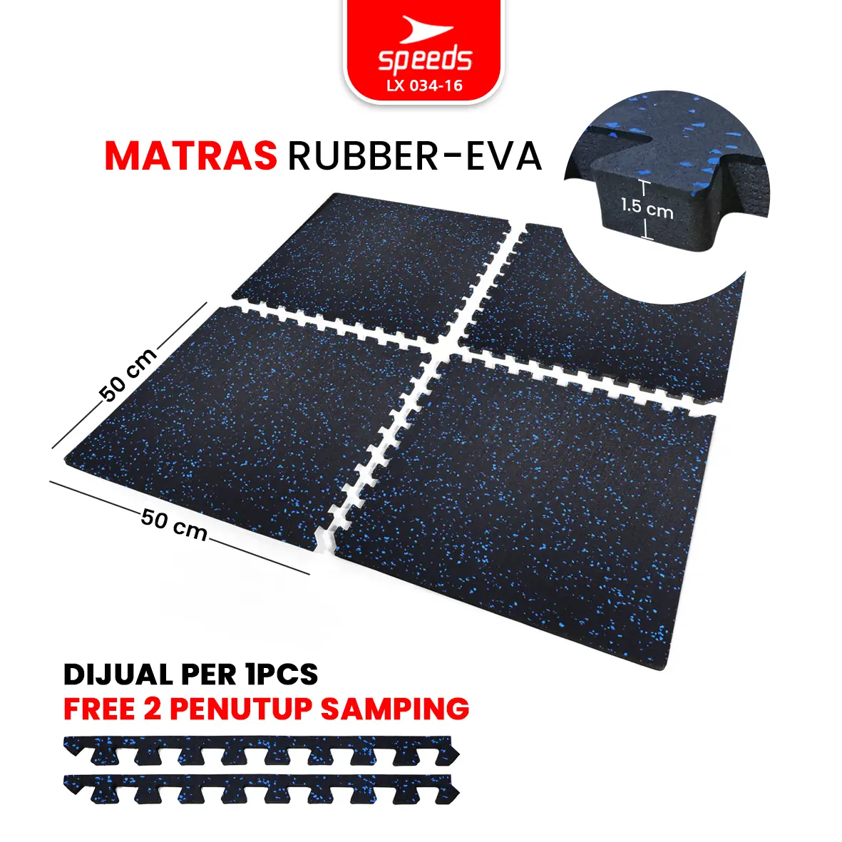 SPEEDS Matras Anti Slip Puzzle Lantai Matras Waterproof Rubber-Eva Matras Gym Olahraga Matras 034-16