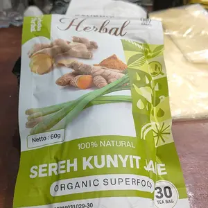 TEH KUNYIT,JAHE & SERAI/TUMERIC GINGER with LEMONGRASS TEA Herbal Tea Isi 30 Teh Celup jsr dr zaidul akbar