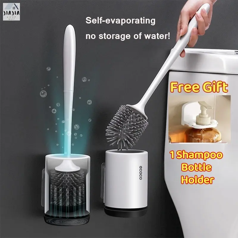 <Buy with Gift> SG Seller No Drill Wall Mounted Toilet Brush and Brush Holder Wall Hanging Household Toilet Cleaning Set