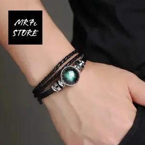 [Menyala Dalam Gelap] Aksesoris Gelang Batu Fosfor Tali Kulit Pria Wanita Couple Bracelets