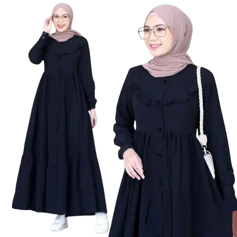 Gamis Archia Crinkle AirFlow Premium Dress Wanita terbaru lebaran 2025 Kancing Muslim gamis  remaja Panjang Wudhu Dewasa Lembut 1