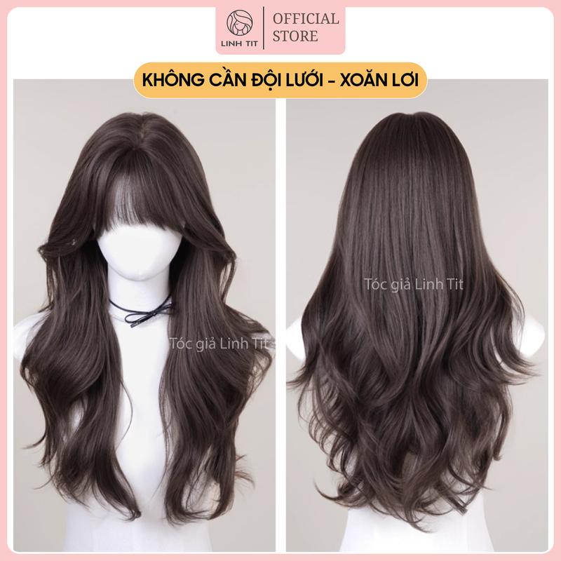 " KHÔNG CẦN ĐỘI LƯỚI " - Dáng xoăn Lơi - Half wig lưới HD mô phỏng da đầu chất liệu sợi PROTEIN sợi tơ siêu thực 60cm  [ Tóc Giả Linh Tít ]