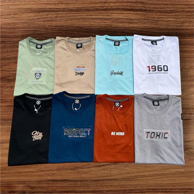 Paket 4 Pcs Kaos Distro Pria Semi Katun - Motif Retro, Korea, Simpel, Santai - Panjang,distro Cowok Keren atasan pria lengan Pendek Casual 4
