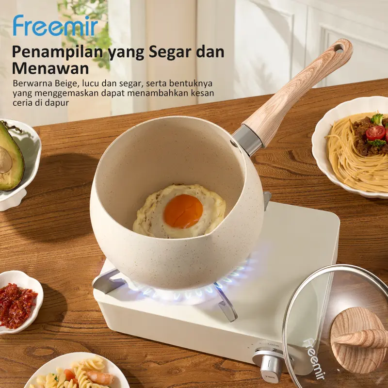 [SPECIAL LIVE] Panci MPASI Gemoy Panci Aladin 20/16 Cm Anti Lengket Tutup Kaca Cookware Beige Susu MPASI Rebus Alat Dapur Masak Gemoy Kitchenware 5