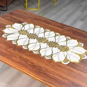 Taplak Meja Tamu Bunga Model Flower Cantik Ukuran Elips 84x40 cm Desain Elegan Fungsi Praktis Versatile untuk Meja Tamu