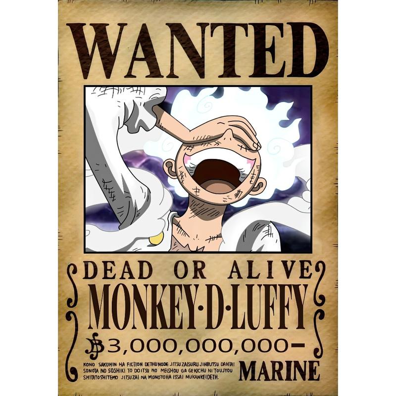 Poster lệnh truy nã One Piece Luffy Gear 5 Mới Nhất - Áp Wanted Vintage Retro…