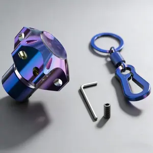 Universal Aluminum Alloy Keychain Modified Burn Blue DIY Key Cover Shell for  Motorcycle ATV Keychain Pentagonal Hexagon Motorcycle Head Decorative Keychain Ring