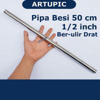Gambar Pipa Besi 50 cm 1/2" Ber Ulir Drat Male Stainless Bulat Polos Artupic dari Artupic Peralatan Peternakan Kota Tangerang Selatan 1 Tokopedia