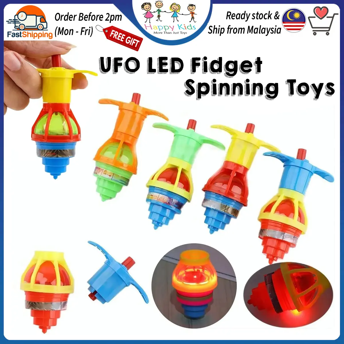 [Choo Choo Toy] LED Spinning Toy Gyroscope Spinner Fidget LED Toys Kids Mini Toys Gasing LED Mainan Murah - BT331