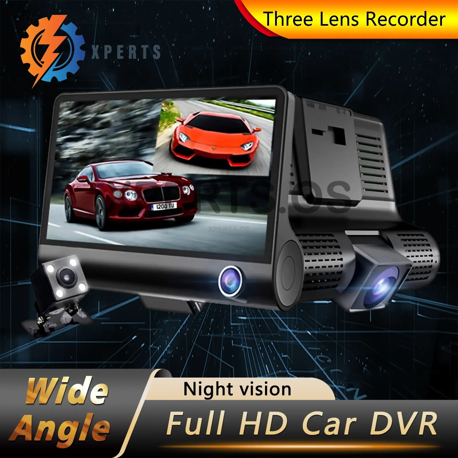 *FREE 64GB SD Card & 1 YEAR WARRANTY* 1080P Dash Cam 3 Channel Front Inside Rear Camera Recorder Night Vision Automotive Car Dashcam Manual