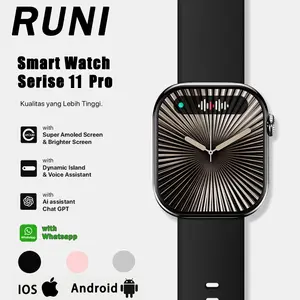 RUNI smart Watch | 3ATM Tahan Air(Berenang dan Menyelam) | S11 AI Smartwatch | WhatsApp Message Reply | Bluetooth 6.0 Calls| 2.08” OLED Display | ChatGPT | All Workout Management system| 480 hours Battery life | for Android iOS | Garansi Resmi 1 Tahun