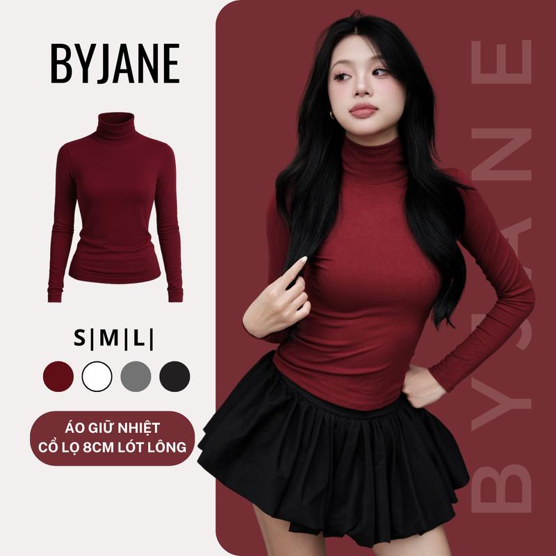 Độc Quyền LIVE Áo Thun Nữ Cổ Lọ 8p LÓT LÔNG Dài Tay Ôm Body Giữ Nhiệt BYJANE - 750