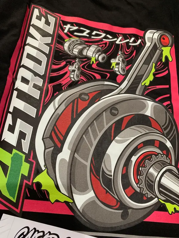 Kaos Distro Racing 4 Tak Four Stroke Engine Indonesia Racing CB GL Tiger Herek - Combed, Sablon 3