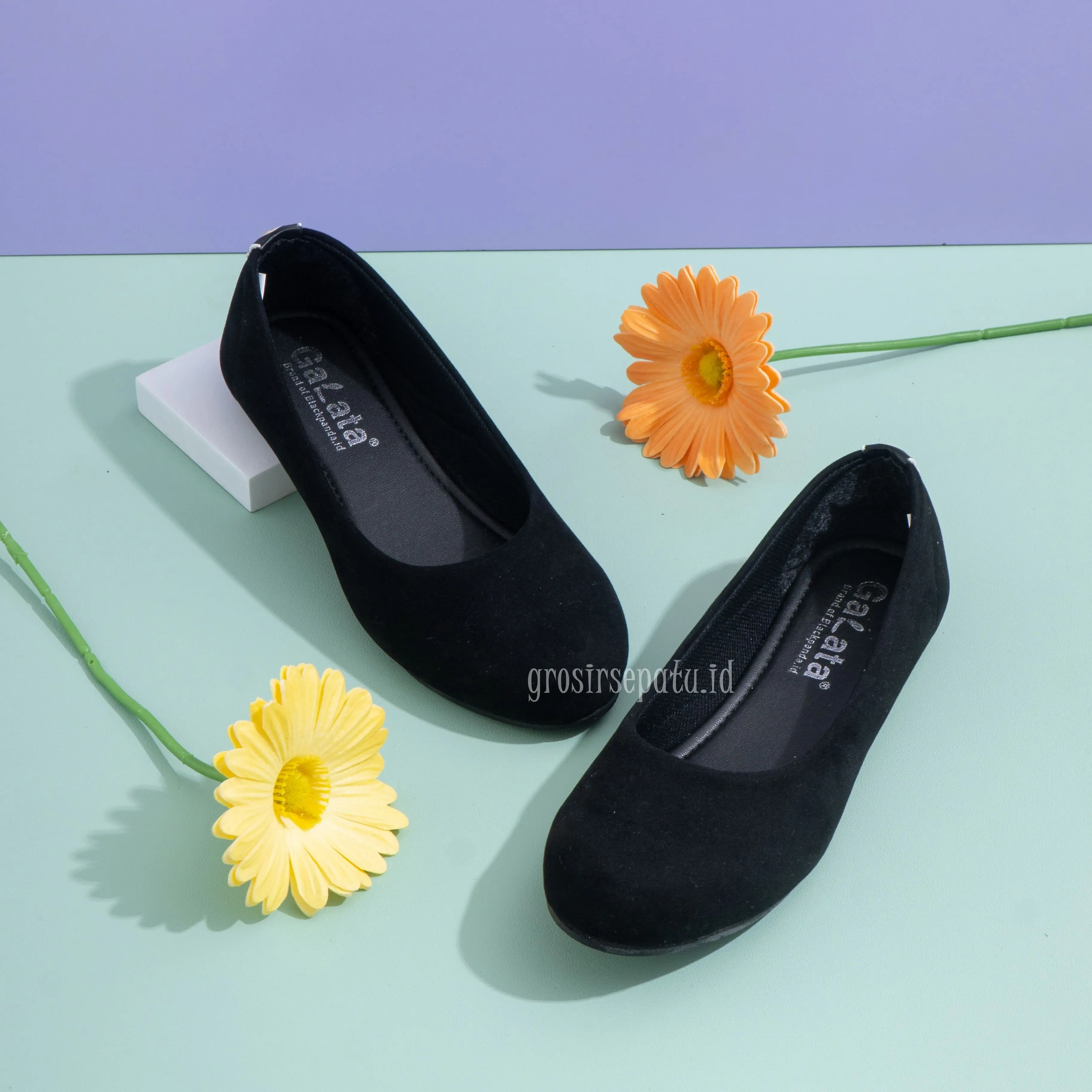 Blackpanda Flatshoes GALATA GEMINI BP2.01 - Sepatu Flat Shoes Wanita Warna Hitam Polos (Black) Ujung Bulat - BESTSELLER