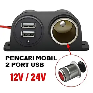 Charger Mobil Fast Charging 3.1A Dual Port USB + Soket Pemicu - Adapter Isi Daya Cepat Type C & USB untuk Kendaraan