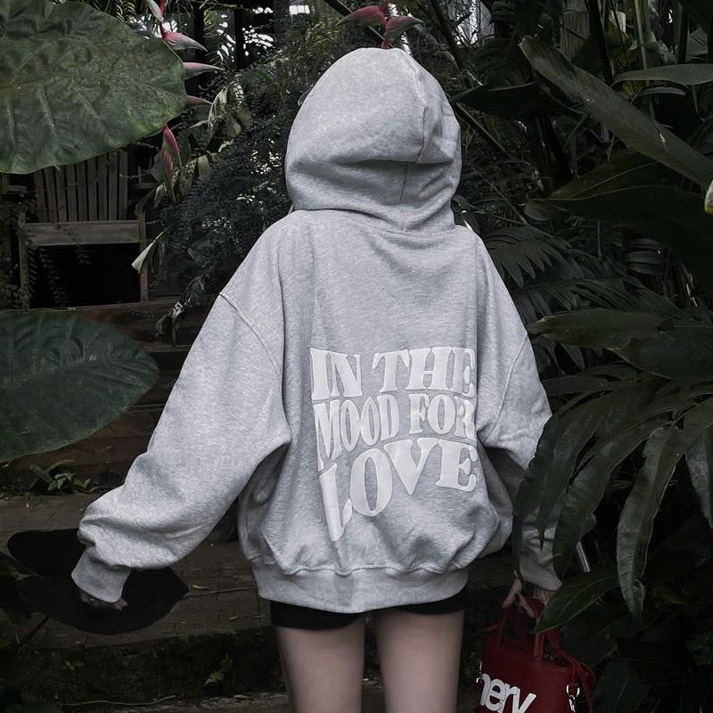Áo Khoác Hoodie Zip Thu Đông Mon Studio IN LOVE Vải Nỉ Ép Form Boxy Unisex Nam Nữ Đều Mặc Được Có Túi Trong