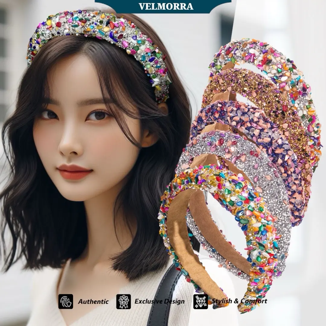 Velmorra Headband Nika Bando Korea Mewah Rhinestone Pesta Elegan