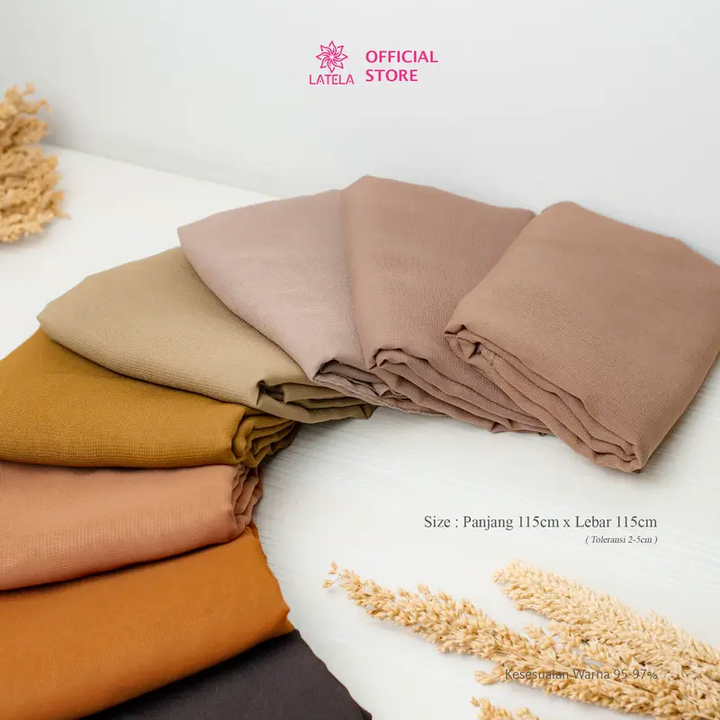 Latelahijab - Plain Square Aromatic Hijab Segi empat Polycotton Premium Finishing Jahit Tepi Hijab Wangi Anti Letoy 2